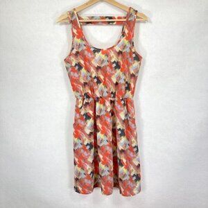 🔥 3/$15 🔥 Lush Abstract Watercolor Sleeveless Dress Cut Out Back Coquette M